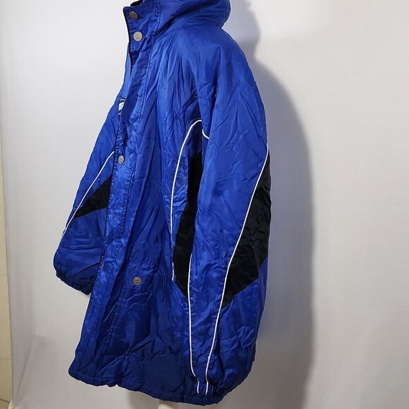 Errea Italia Men's SZ XL Blue Full Zip Pockets Quilted Lined Hood Winter Jacket - Picture 9 of 16